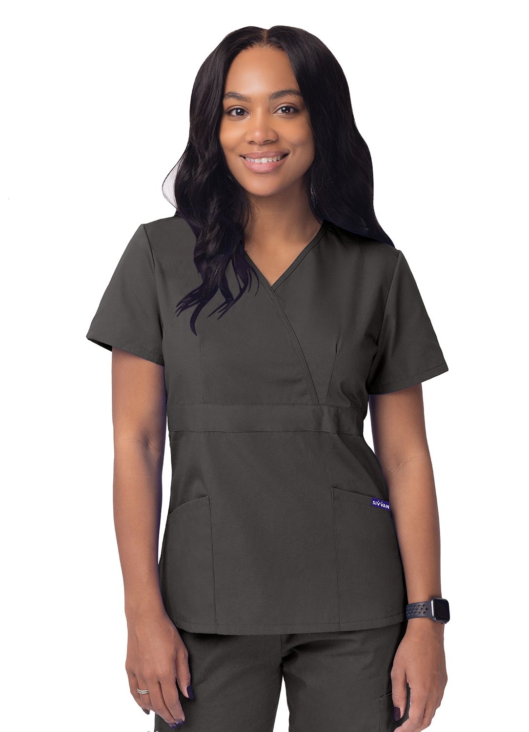 Licensed New England Patriots Mock Wrap Scrub Top for Women