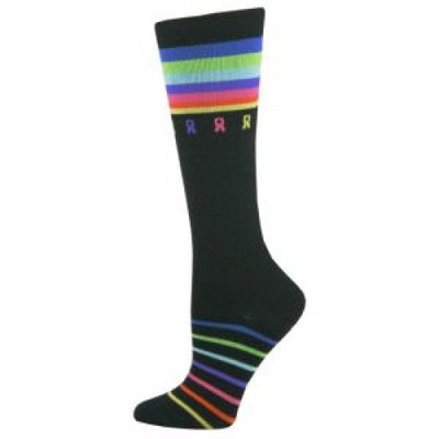 Multi-Ribbon Cancer Awareness Premium Fashion Compression Sock -10-14mmHg-Compression Socks-Med Spot Scrub Shop, LLC